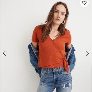 Madewell texture & thread wrap top in burnt orange